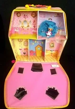 LaLaLoopsy Minis Carrying Case Doll House Tailor Shop Zip Mittens Fluff n Stuff