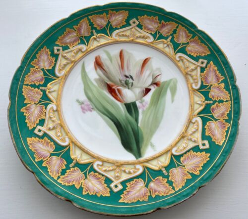 Assiette armoire antique en porcelaine Coalport Samuel Alcock fleurs peintes à la main 2/6 - Photo 1/17