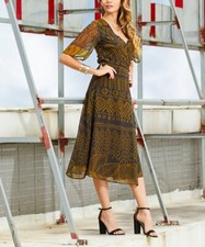 Suzanne Betro D-Dress Wrap Dress Size L Org $106