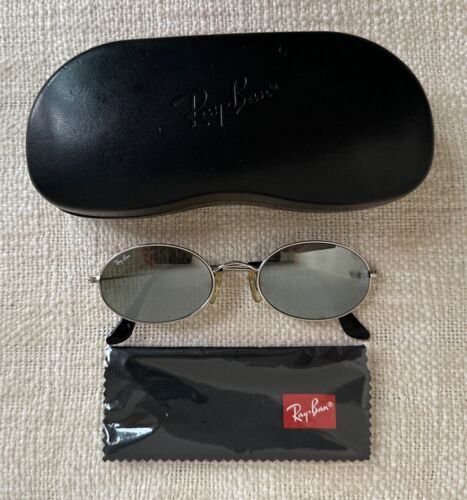 Ray-Ban RB3134 SIDESTREET Oval Sunglasses Silver Tone 52-19-140 w RB Case Italy
