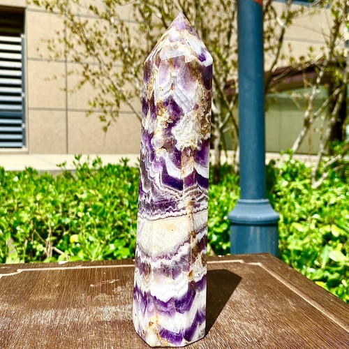 1.31LB Top Natural dreamy amethyst obelisk quartz crystal energy column - Bild 8 von 16