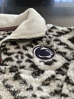 WOMENS Penn State Nittany Lions Pressbox Tribal Fleece 1/4 ZIP M MEDIUM NWT
