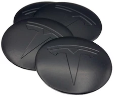 (PACK OF 4) Tesla Wheel Center Cap Decals Emblems Sticker 2.20" 56mm size BLACK