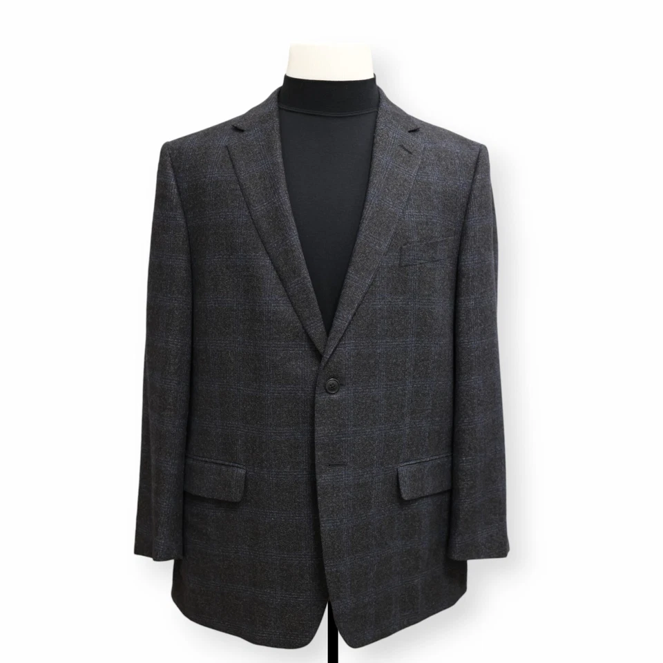 JOSEPH ABOUD mens charcoal windowpane WOOL sport coat suit jacket blazer 44 R* - Image 2 of 4