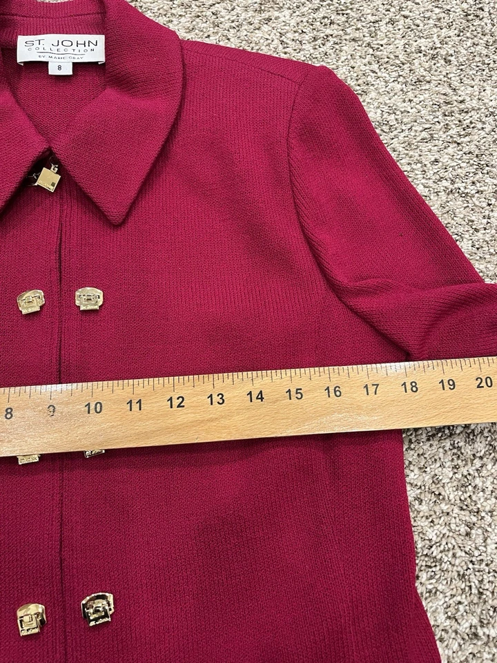 Traje Pantalón Vintage St. John Mujer Borgoña Raro Talla 8 Chaqueta Y Pantalones Talla 12 Foto 3 de 4
