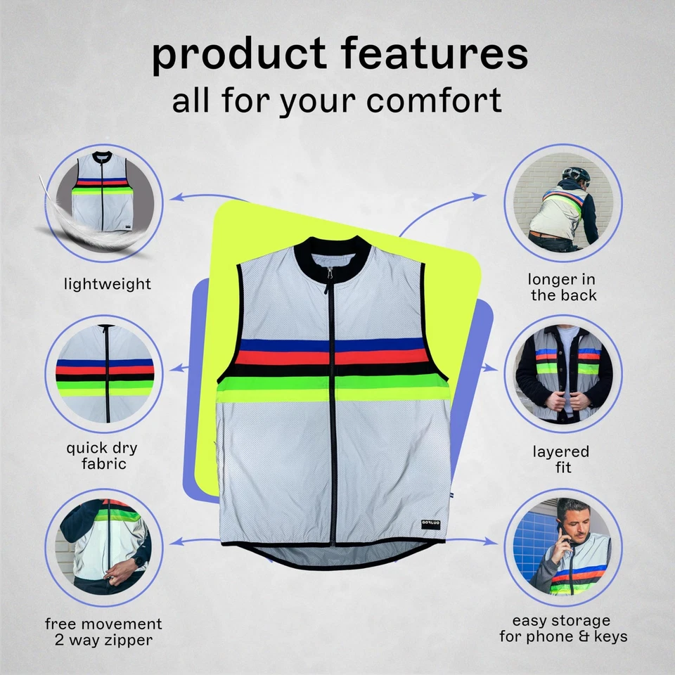 Darkchamp Size 12-14 - Sleeveless Reflective Vest - Breathable Sweat-Proof Re... - Image 3 of 4