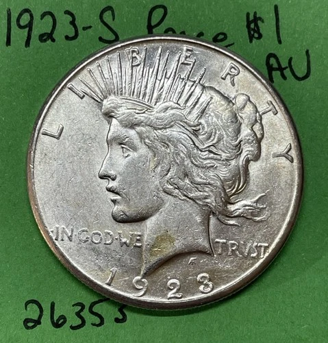 1923 S Peace Silver Dollar $1 AU About Uncirculated 90% Silver