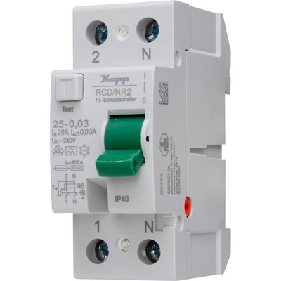 Kopp Fehlerstromschutzschalter (RCD), 2-polig, A-Type, 25A, 0,03A