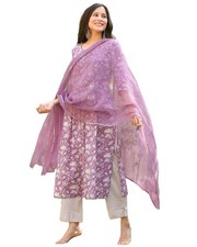 GoSriKi Women's Cotton Blend Straight Printed Kurta with Pant  Dupatta