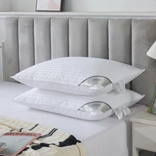 ANALIN® Goose Feather down Pillows Queen Size Set of 2, Soft Fluffy Luxury Hotel