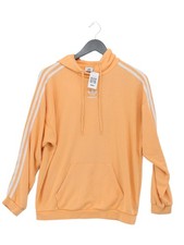 Adidas Women's Hoodie UK 12 Orange Cotton with Polyester Pullover