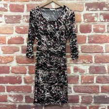 Calvin Klein Dress Womens 6 Black Multicolor Abstract Pleated Casual Career