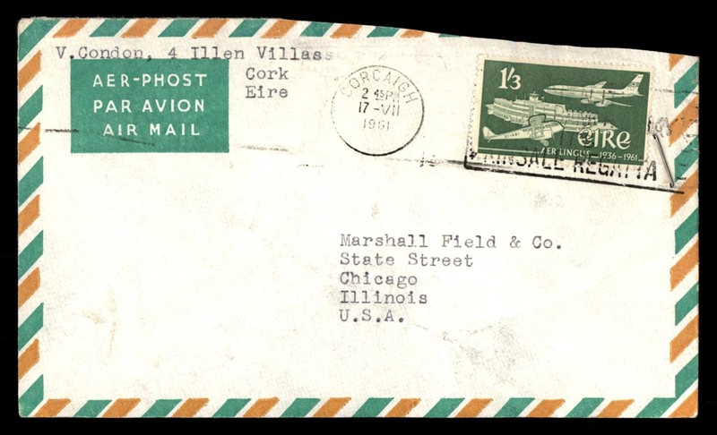 Mayfairstamps Ireland 1961 Cork to Chicago IL USA air mail Cover aaz_98093