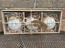 Rae Dunn Ceramic Christmas Tree Ball Ornaments Ceramic Set 3 JOY PEACE LOVE