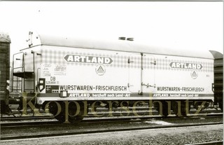 Foto DB 525 868 P Kühlwagen Wurstwaren ARTLAND Badbergen 4.2.1966