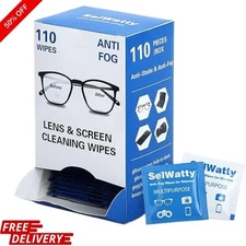 Anti-Fog Glasses Wipes, 110ct Lens Cleaning Wipes for Eyeglasses & Screens