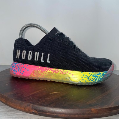 NOBULL No Bull Shoes Womens 7 Mens 5.5 Black Neon Glitch Mesh Runners Crossfit
