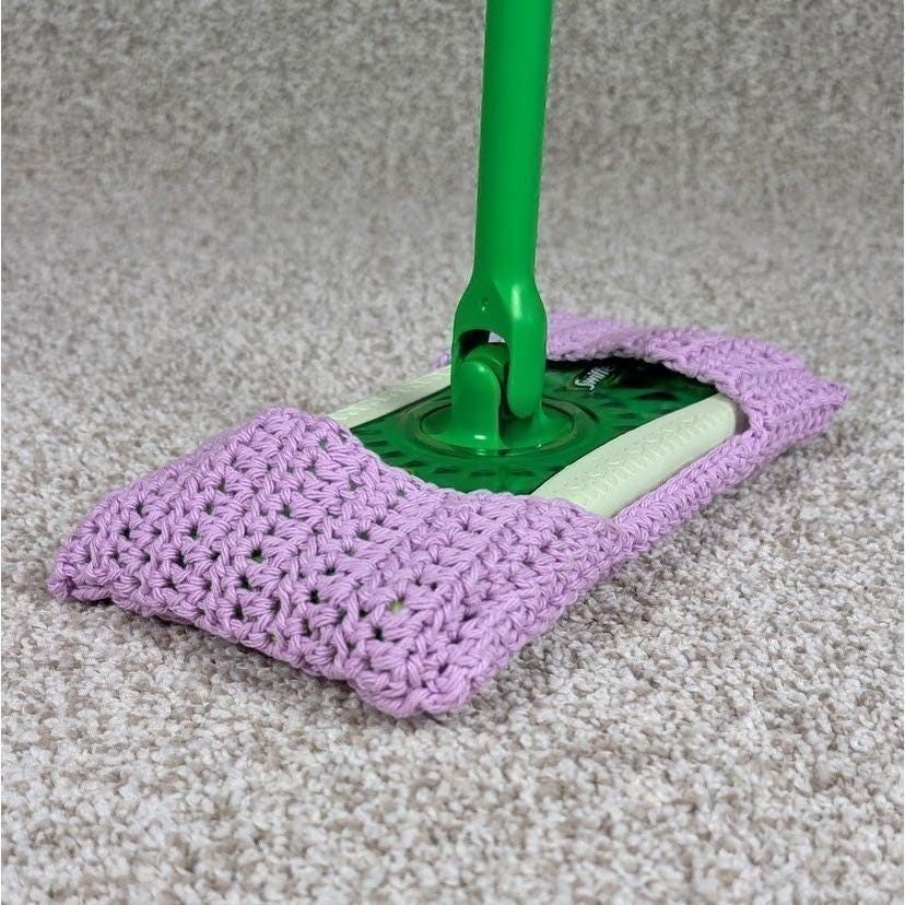 Handmade Crochet Swiffer Mop Cover Pad Reusable Duster Orchid Purple