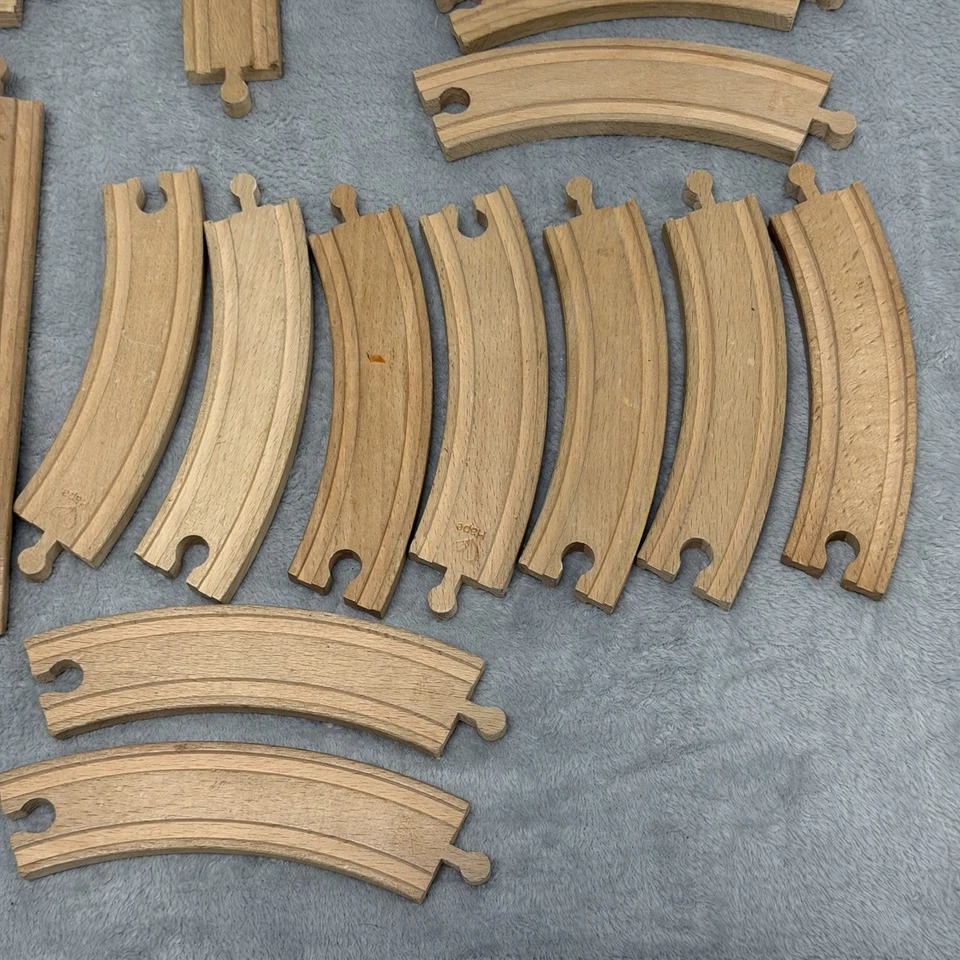 Wood Train Track Lot (Curves & Straight) + Thomas & Friends/ Hape Trains - Image 2 of 4