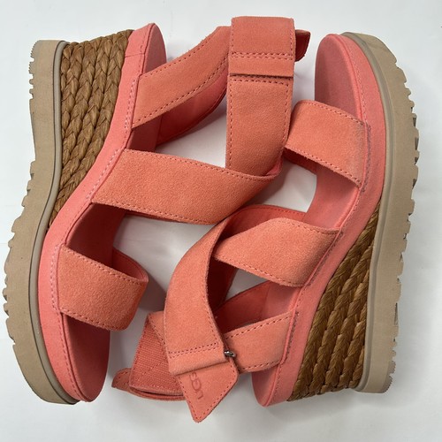 UGG Women's Ileana Ankle Wedge Sandal Size 8 Coral - Picture 6 of 9
