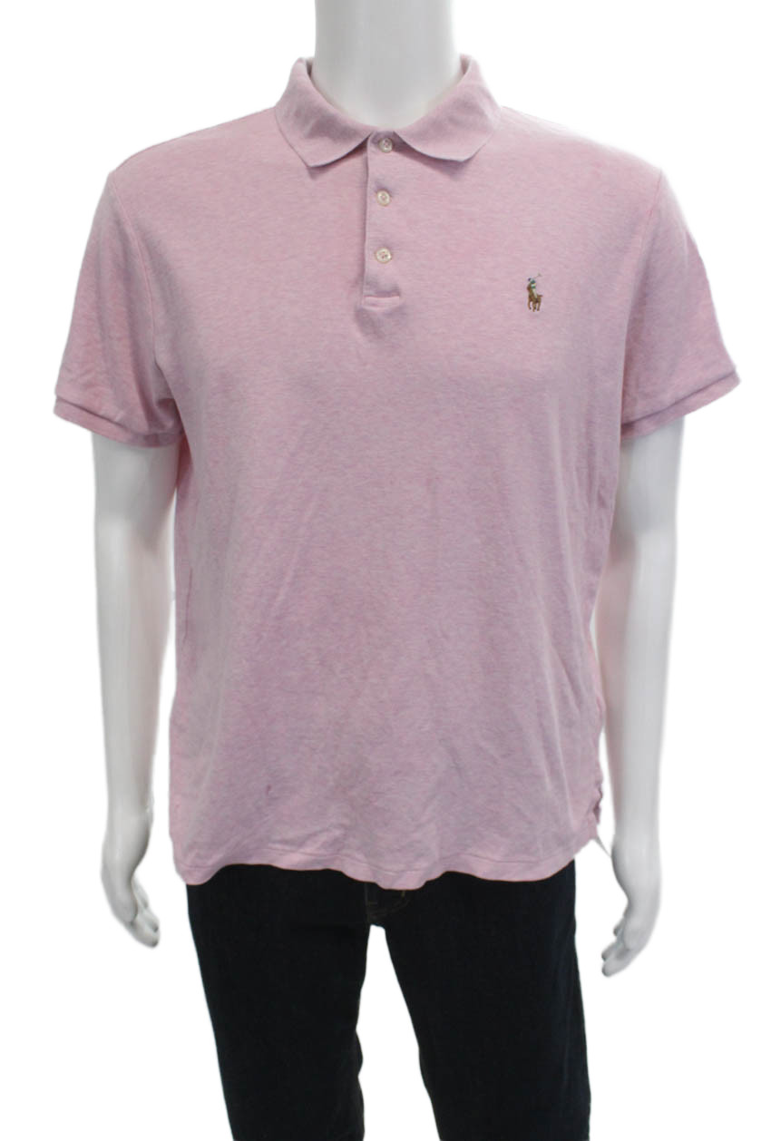 Polo Ralph Lauren Mens Short Sleeves Slim Fit Rugby Shirt Pink Size LargeFree Shipping in US $100+ Orders | $6.95 Orders Below