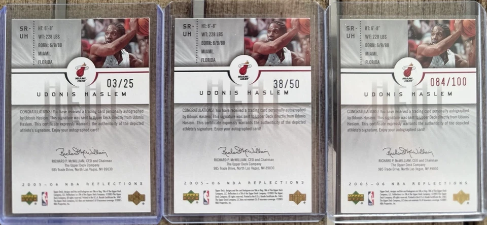 Juego de 3 reflejos de cubierta superior Udonis Haslem 2005-06/25/50 y/100 calor automático Foto 2 de 2