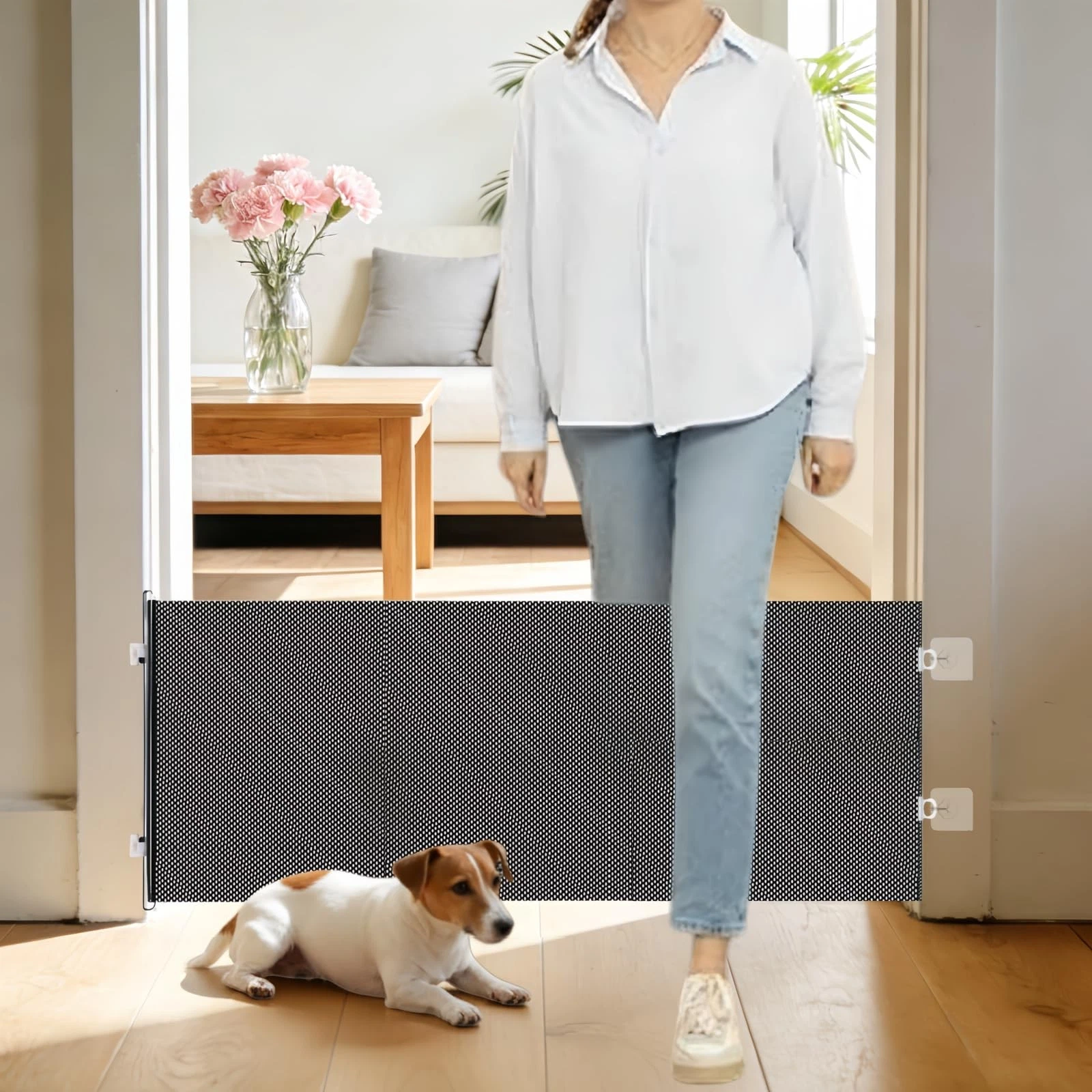 Retractable Dog Gate for Doorways & Stairs Easy Access, Adjustable Barrier
Opens in a new window or 