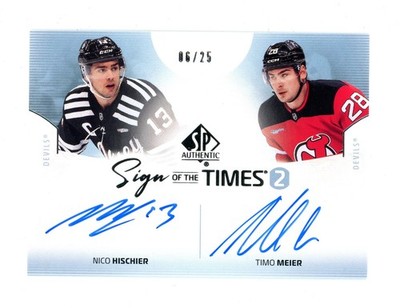 2025-26 Upper Deck SP Authentic Dual Sign of The Times Auto Hischier/Meier 6/25