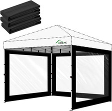 Set Di 3 Pareti Laterali Trasparenti per Gazebo 3X3M, Teli in PVC 8 Mil Impermea