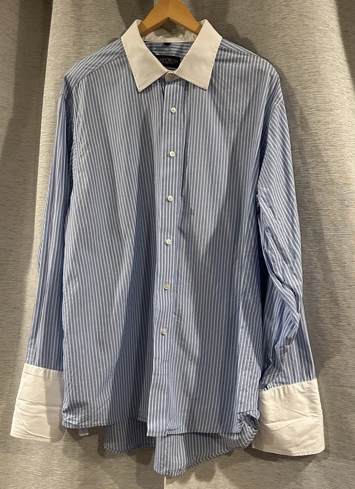 Camisa de hombre Donald J Trump Signature Collection puño francés a rayas 18 34/35 Foto 2 de 4