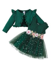 Newborn Baby Girl Flower Dress Toddler Tutu 6-12 Months Green Sequin Dress