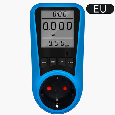 EU Plug Socket Digital Current Meter Voltmeter AC Power Meter Time Watt Power En