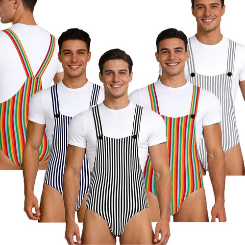 Herren Nachtwäsche V-Ausschnitt Body Ballett Overall Homewear Nachtwäsche Knopf Schritt - Bild 4 von 57
