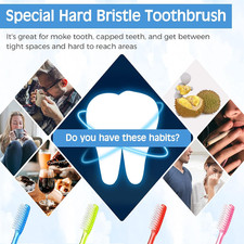 Extra Hard and Firm Toothbrush for Adults Bulk Huge Large Long Head Bristle F...