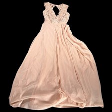 Lulus Womens S Blush Lace Chiffon Maxi Dress Formal Bridesmaid Wedding