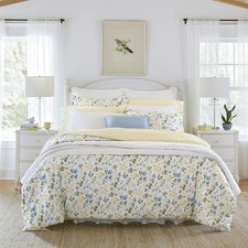 Laura Ashley Home - Full/Queen Duvet Cover Set, Blue  Yellow Meadow Floral