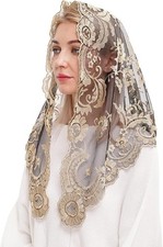 Spanish Mantilla Embroidery Lace Veils Catholic Church Mantillas Chapel Scarf...