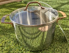 VIKING Cookware 8 Qt Quart Copper & 3-Ply Stainless Steel Stock Pot w/Glass Lid