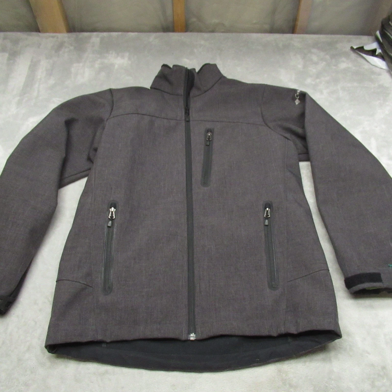 Columbia Jacket Men Small Gray Softshell Full Zip Fleece Lined Weather Resistant