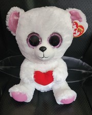 Ty Beanie Boos SWEETLY The Polar Bear 9" White Valentine Holiday Plush Red    
