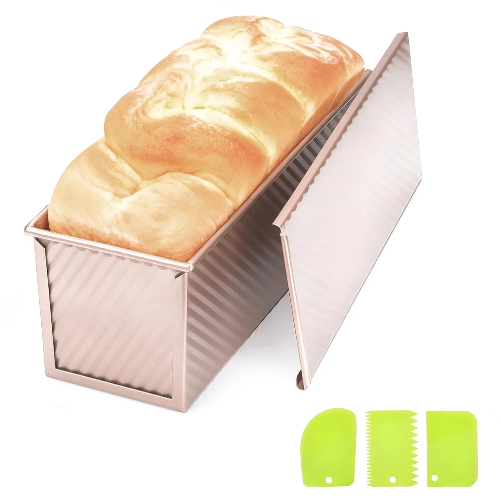 Pullman Loaf Pan with Lid, 13x5 Inch Non-Stick Rectangle Bread Pan, Aluminize...