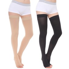 Compression Stockings Thigh High 20-30 mmHg Open Toe, Silicone StayUp Band