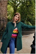 Boden Winchester Textured Coat Emerald Night Green RRP £230, wool, funnel neck
