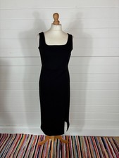 H&M SIZE M BLACK SLEEVELESS STRAIGHT PENCIL DRESS FRONT SPLIT APPROX 12