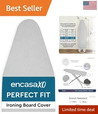 Elasticated Wide Ironing Board Cover 49"x18" - Fastener Secure Fit & Reflective
