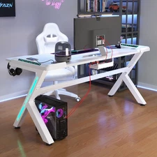 63 inch Gaming Desk with LED RGB Ergonomic Computer Table Gamer Desk