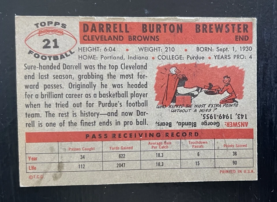 1956 Topps - Pete Brewster #21 (RC) - Image 2 of 2