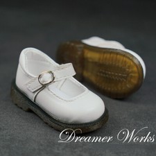 1/6yosd 1/4MSD BJD Doll Student Flat Shoes Round-toe Translucent Sole White AOD