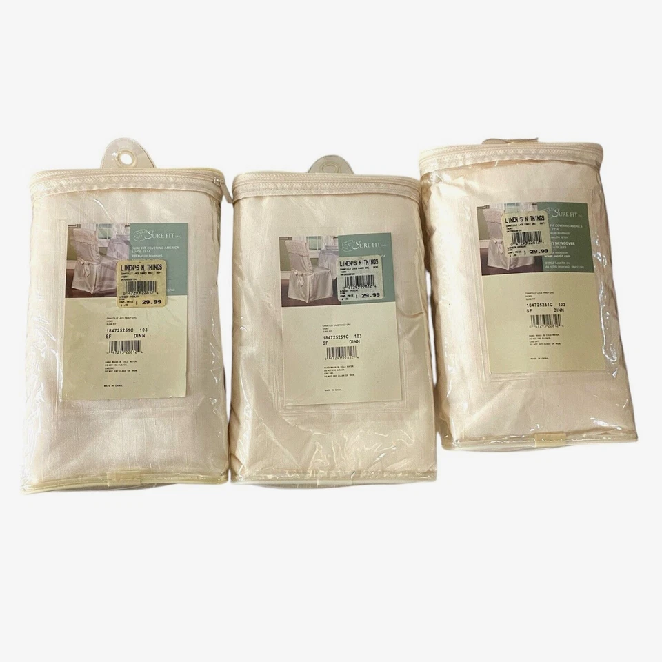 Funda Silla Comedor Chantilly Marfil Sure Fit 42" Alto Gorra Venecia Sin Brazos Foto 3 de 4