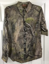 Magellan Hunt Gear Shirt Womens Small Green Mossy Oak RIO Outdoors Button Up
